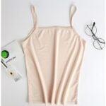 Women's slim fit camisole with stretchy spaghetti straps, sleeveless O-neck basic vest top, perfect for casual wear and layering.