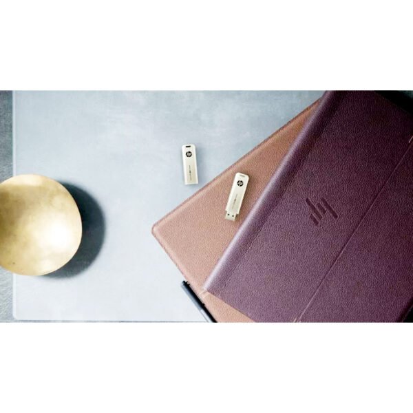 HP x796w USB 3.2 flash drive with high-speed metal slide design, available in 32GB, 64GB, and 128GB storage options for fast and reliable data transfer.