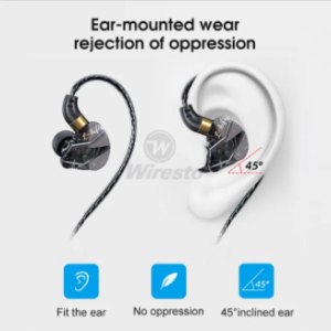 Wiresto wired in-ear earbuds with microphone, Hi-Fi sound quality, and noise-canceling feature, perfect for calls and broadcasts.