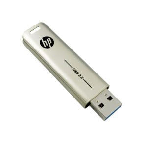 HP x796w USB 3.2 flash drive with high-speed metal slide design, available in 32GB, 64GB, and 128GB storage options for fast and reliable data transfer.