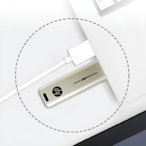 HP x796w USB 3.2 flash drive with high-speed metal slide design, available in 32GB, 64GB, and 128GB storage options for fast and reliable data transfer.