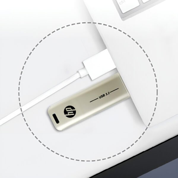 HP x796w USB 3.2 flash drive with high-speed metal slide design, available in 32GB, 64GB, and 128GB storage options for fast and reliable data transfer.